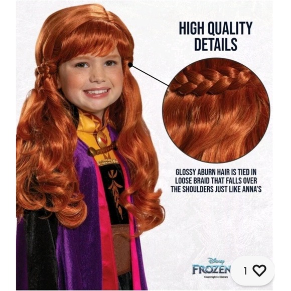 Disney Frozen Anna Child Wig Auburn Dress Up Cosplay Costume PrincessNEW - Picture 2 of 7